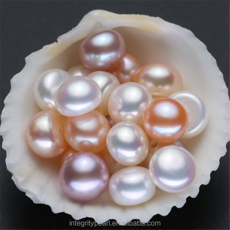 4-8mm AAA Grade Natural Genuine Real Pearl Half Drilled Cultured Fresh Water Freshwater Button Shape Loose Pearls