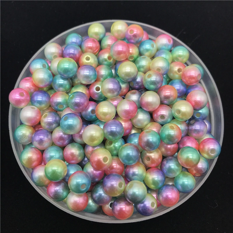 Factory Price 6mm Multicolor Imitation Pearls Round Pearl Spacer Rainbow Color DIY Loose Beads for Bridal Dress