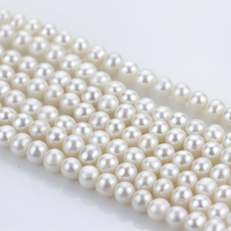 4mm-8mm Close to Round Large Hole Natural Fresh Water Real Cultured Cultivated River Freshwater Pearl Farm String Strand Beads