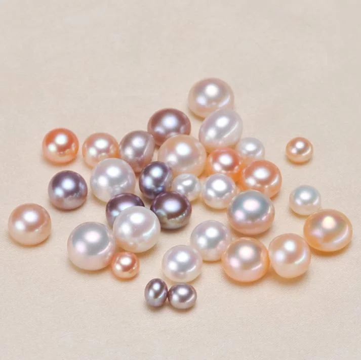 4-8mm AAA Grade Natural Genuine Real Pearl Half Drilled Cultured Fresh Water Freshwater Button Shape Loose Pearls