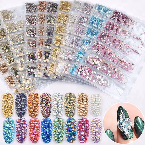 Kingswick Rhinestone Nail Art Decoration Ss12 Ss20 Ab Color Crystal Flatback Non Hotfix 3D Glitter Rhinestone