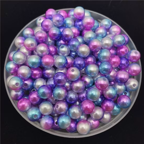 Factory Price 6mm Multicolor Imitation Pearls Round Pearl Spacer Rainbow Color DIY Loose Beads for Bridal Dress
